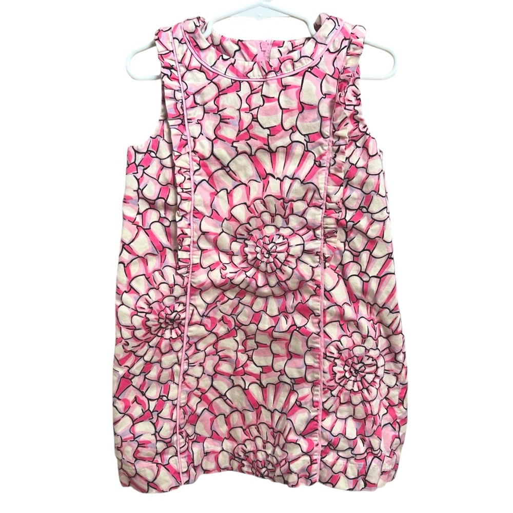 LILLY PULITZER GIRLS CLASSIC COTTON SHIFT DRESS PINK PURPLE FLORAL PRINT SIZE